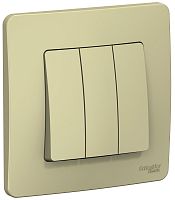 Выключатель с рамкой Systeme Electric Blanca 3-кл. бежевый картинка